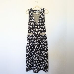 Vintage 80s R.j. Stevens by Carol Escritor Floral Midi Dress Size 6 cottage core